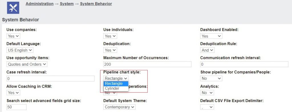 Pipeline chart Style setting