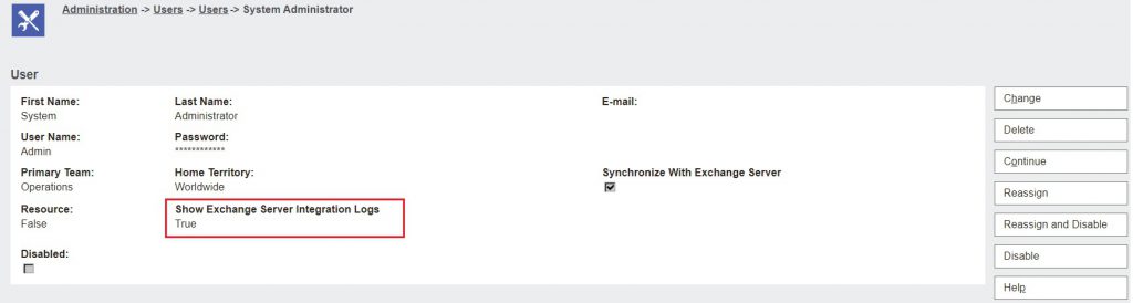 Show Exchange Integration Logs to User