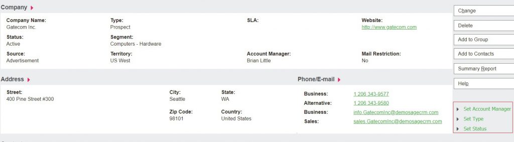 Workflow actions on Company Record