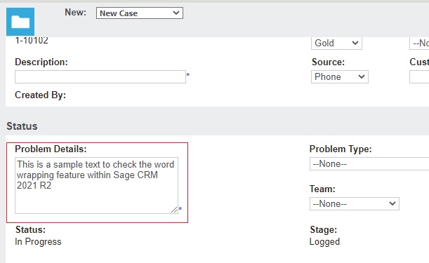 Word wrapping in Sage CRM 2021 R2