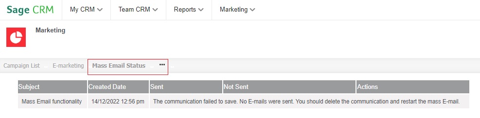 Mass E-mail Status