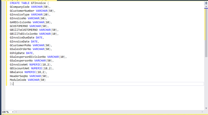 create table