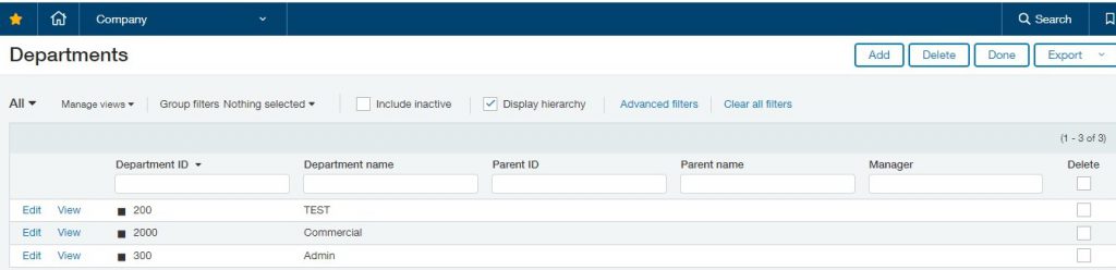 Sage Intacct Department