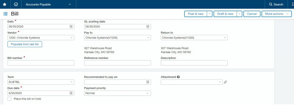 Sage Intacct Invoice