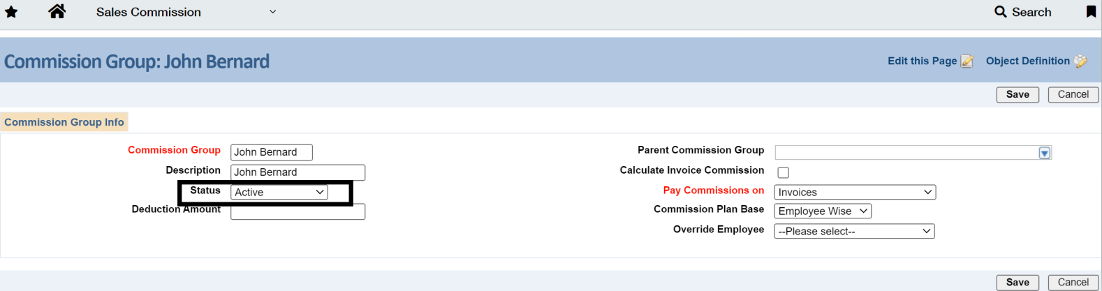 Sales Commission Status