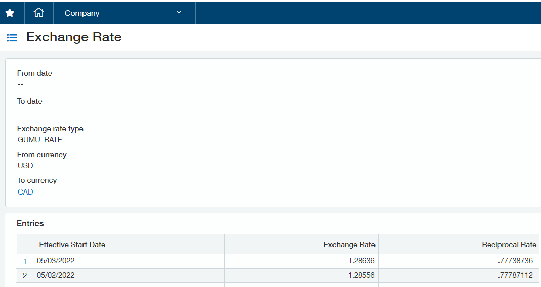 Exchange Rate