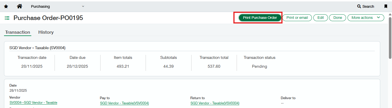 Purchase Order Report In Singapore Localization With Sage Intacct ...