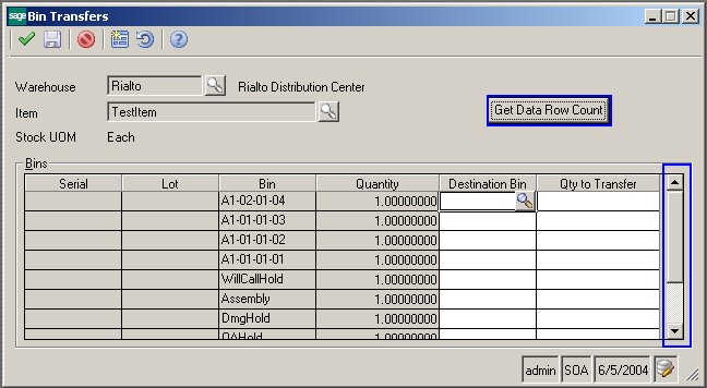 sage 100 bin transfers