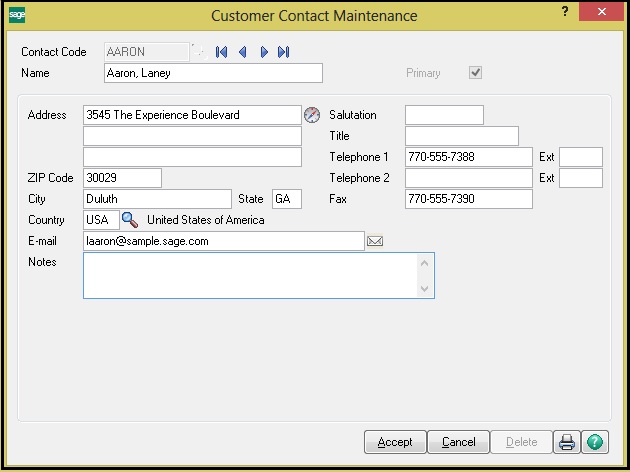 Customer Contact maintenance 