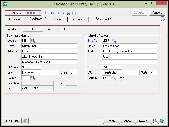 Selected Ship-via code details in QuickBooks