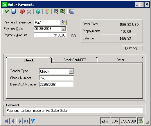 screenshot of “Enter Payment” Screen