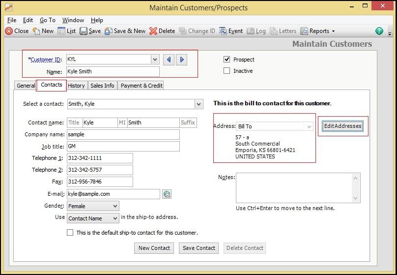 view customer’s ship to address in Sage 50 US
