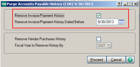 Remove Vendor Payment history