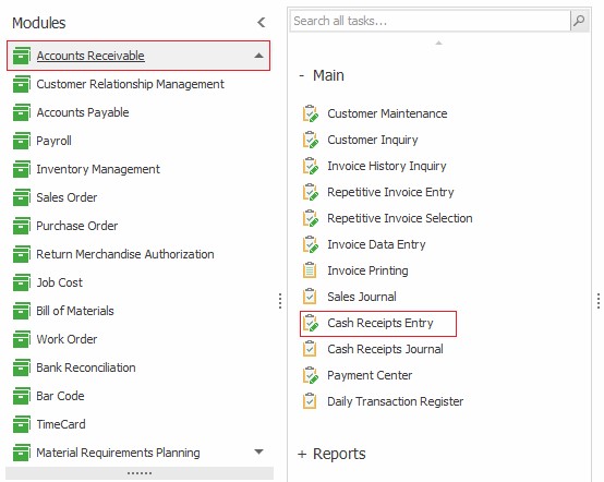 Create Cash Receipt Entry