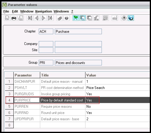 Sage x3 parameter values