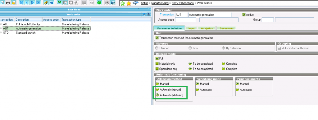 Setup_Manufacturing_Entry transactions_Work orders_AUT (Automatic generation)