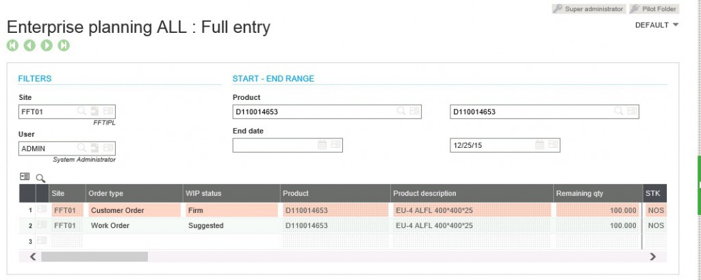 Enterprise planning in Sage X3