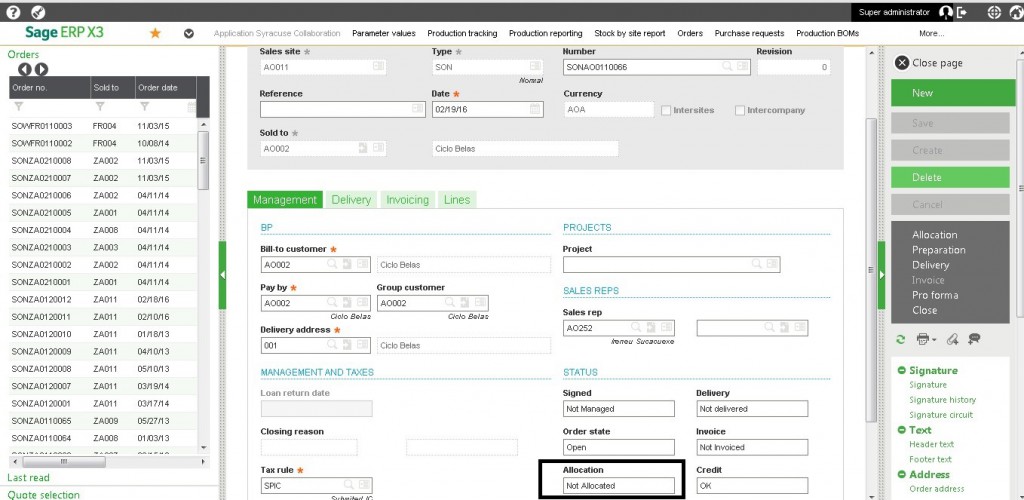 allocation status is changed to Not Allocated