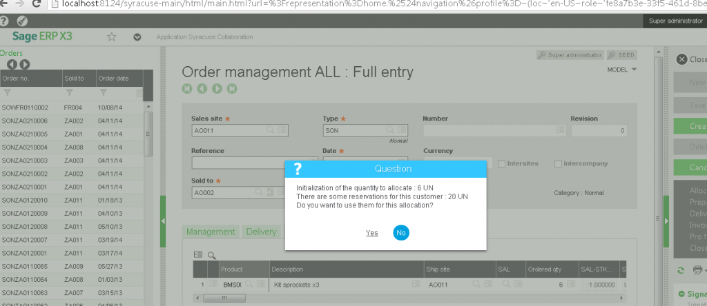 Sage X3 Order Management