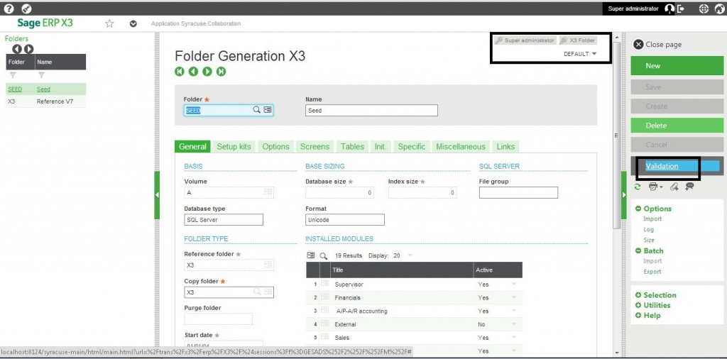 Sage ERP X3 folder creation