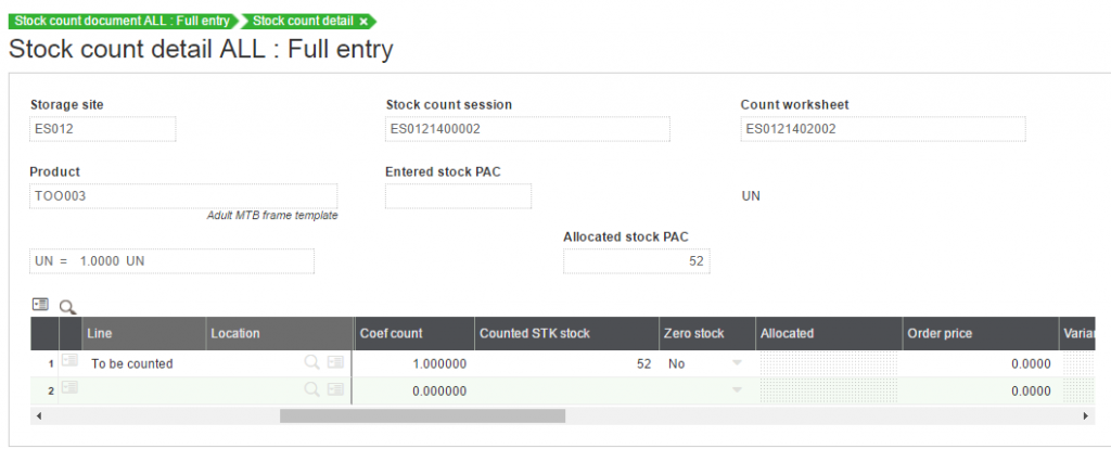 Stock Count Detail