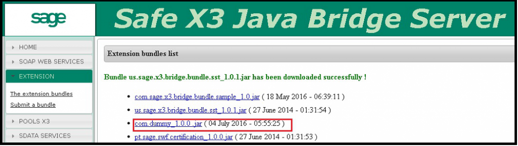 Upload the JAR file in java bridge