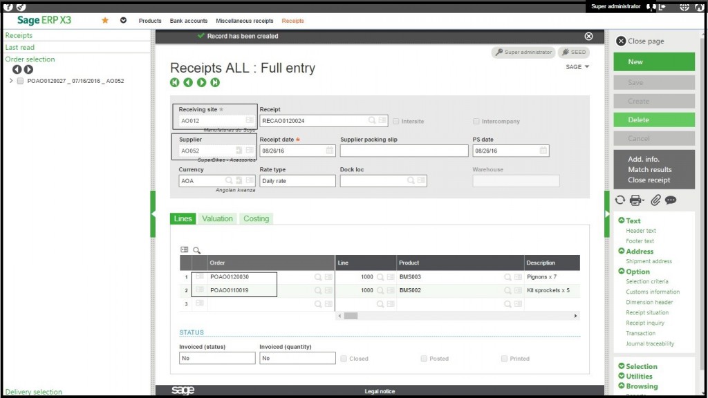 Sage X3 Mass Generation of Purchase Order