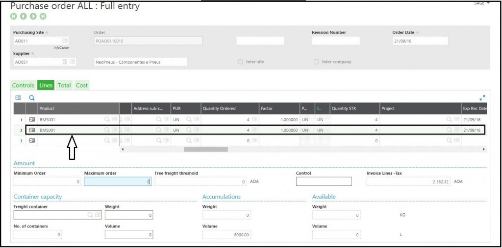 Sage X3 Purchase Order Functionality