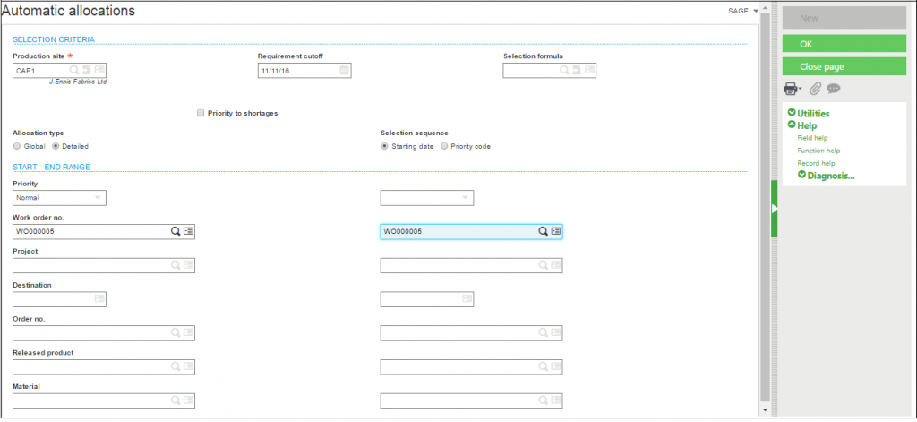 allocate bulk work order