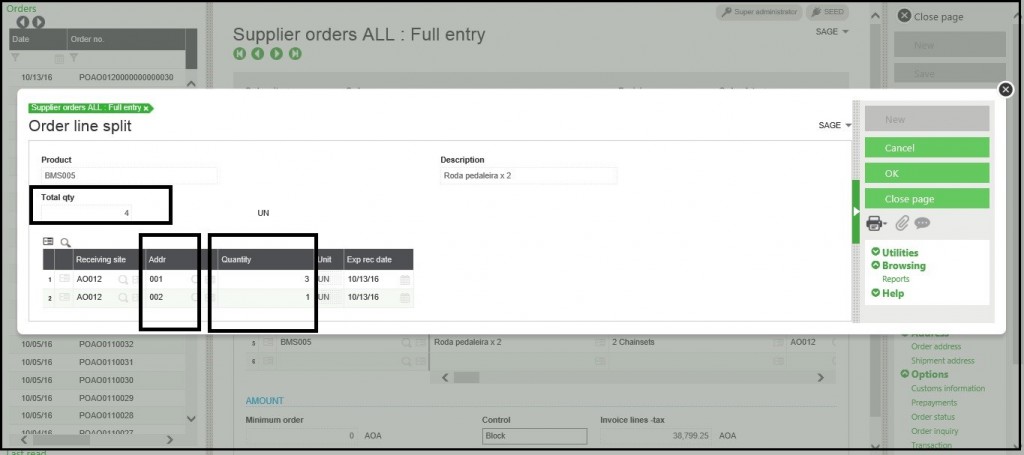 sage erp x3 Split Functionality