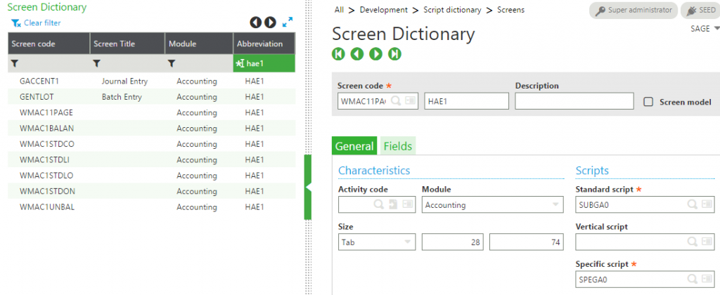 Description column in Entry screen