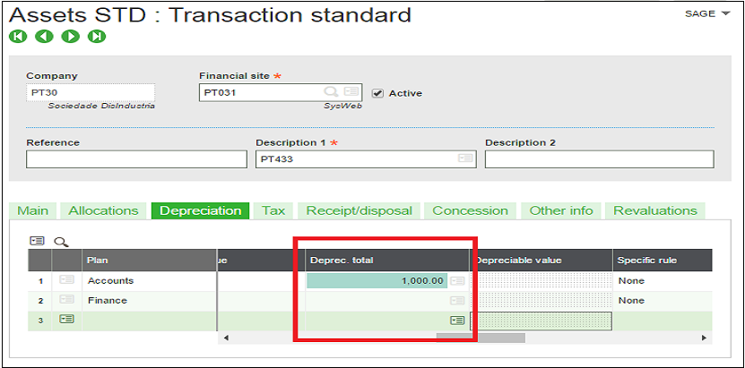 capture accumulated depreciable value