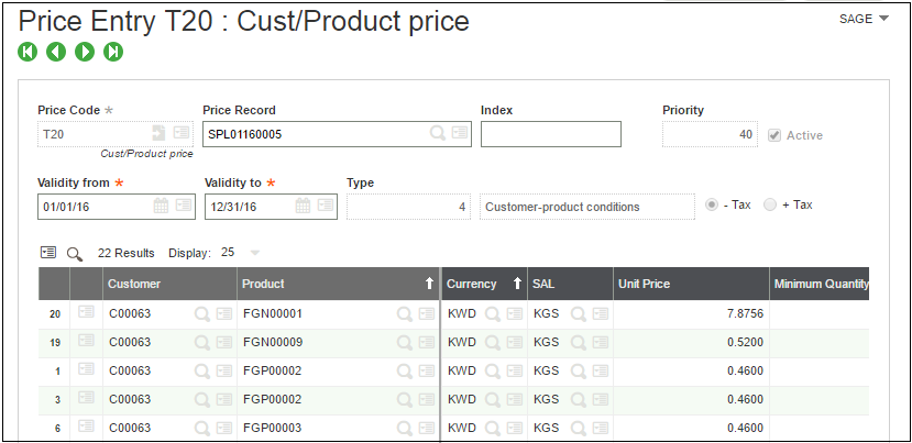 pricelist custom product price