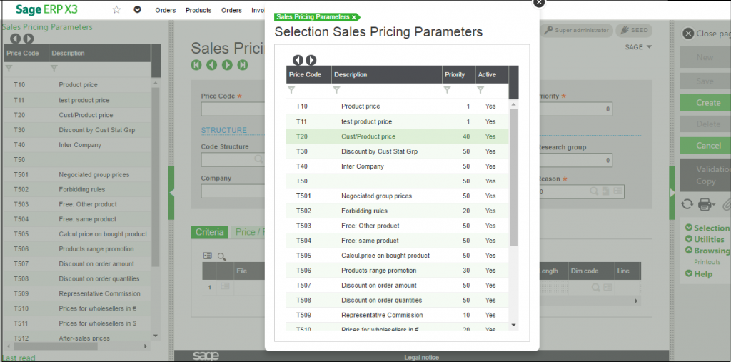 pricelist setup