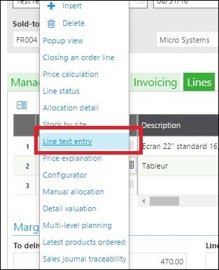 line level text in sage x3