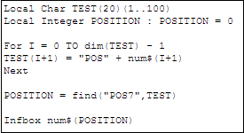 position of string from a series of strings