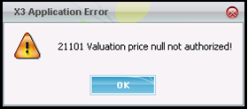 Valuation Price Error Statement
