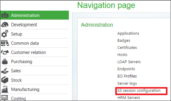 x3 session configuration