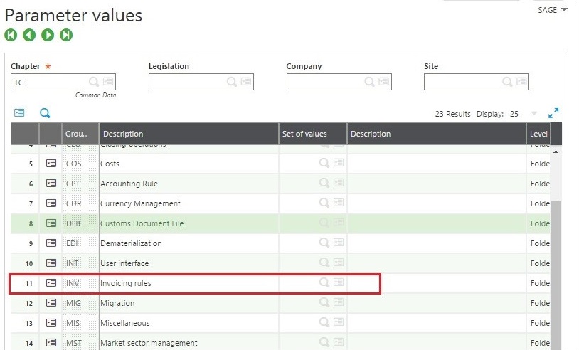 Parameter Values