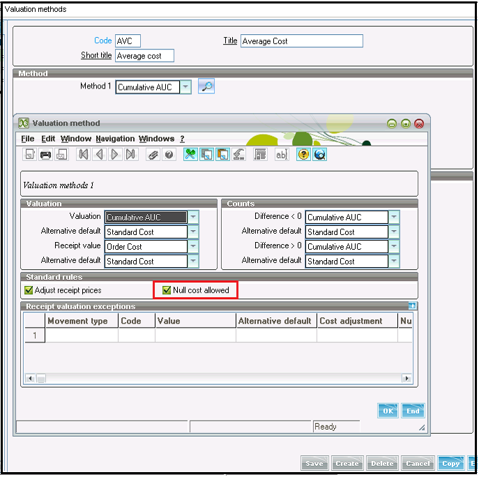 valuation method sage x3