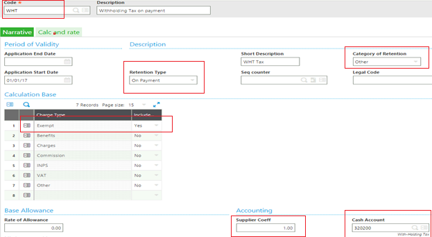 Configuration of Withholding tax 