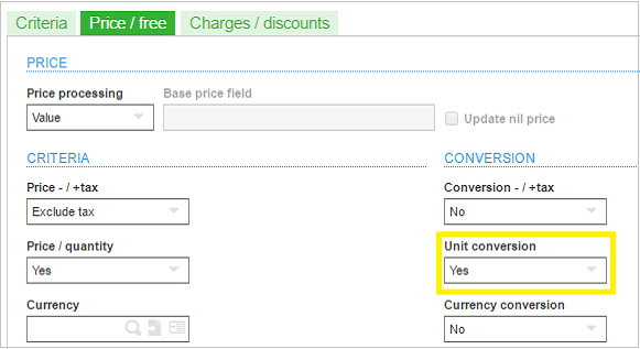 Sales Pricing Parameters