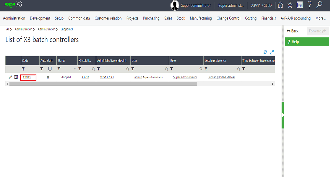 X3 batch controller screen