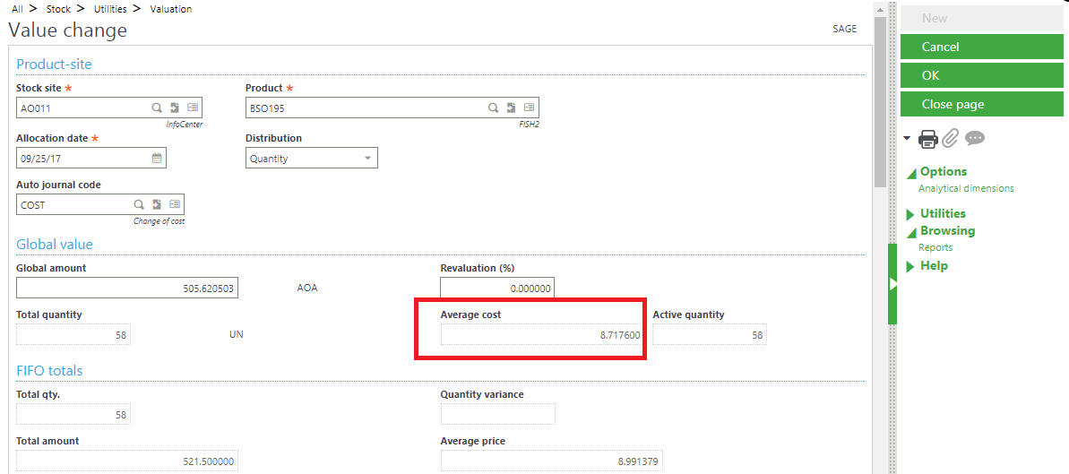 IMG: avg cost- value change screen