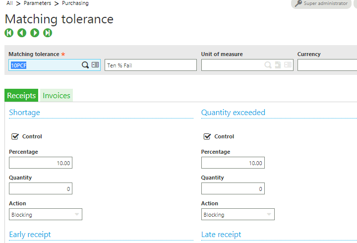 Matching tolerances screen