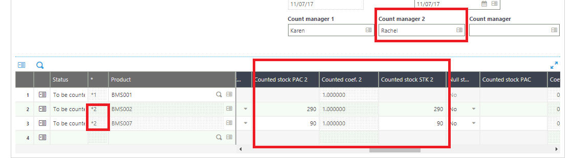 Stock count screen