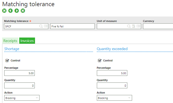 Matching tolerances screen