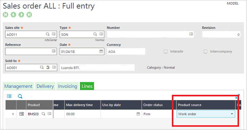 product source work order