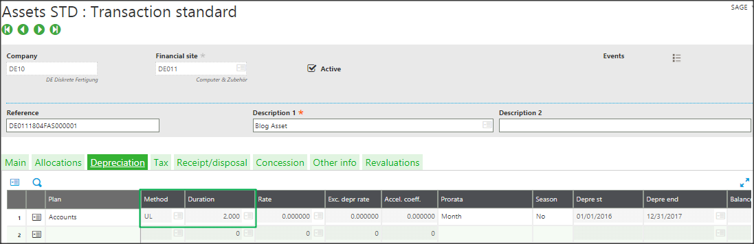 Asset splitting functionality in Sage X3