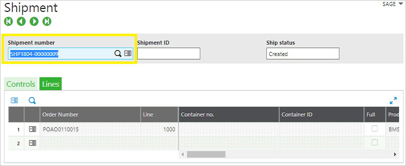 create purchase shipment